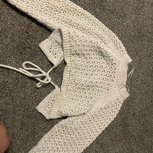 Elegant Cream Knit Sweater #zara # cropped